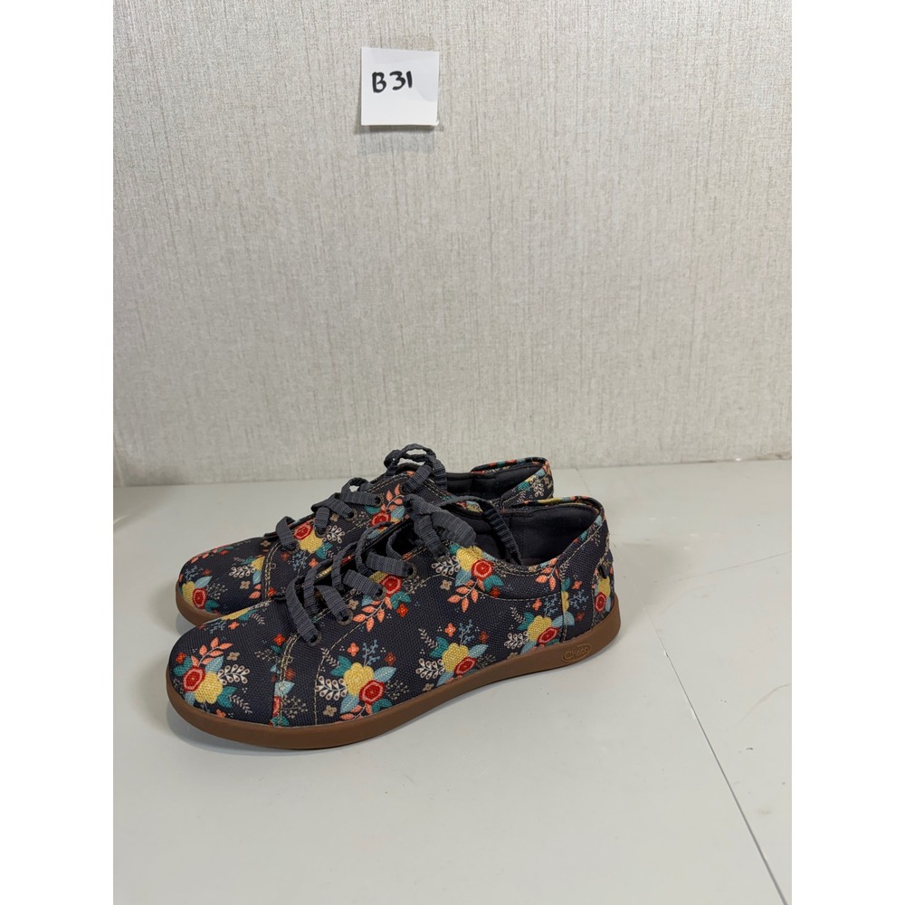 Women's Chaco Blue Ionia Floral Canvas Lace up Shoes size 7.5 - Picture 7 of 13